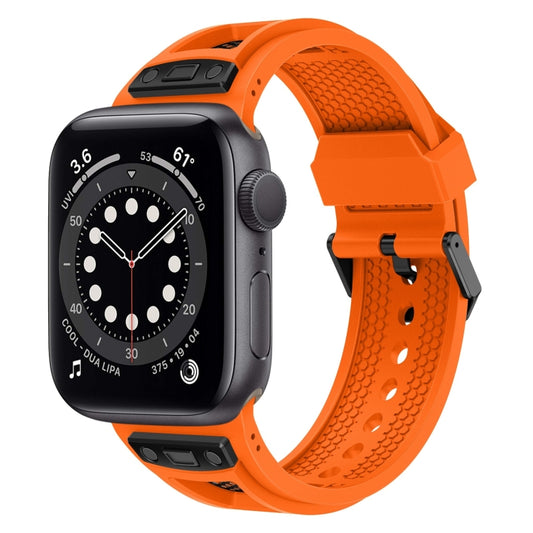 For Apple Watch Series 6 44mm Breathable Stainless Steel Mesh TPU Watch Band(Orange Black) - Watch Bands by PMC Jewellery | Online Shopping South Africa | PMC Jewellery