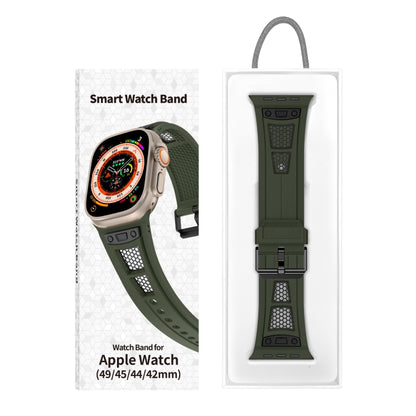 For Apple Watch Series 6 44mm Breathable Stainless Steel Mesh TPU Watch Band(Green Black) - Watch Bands by PMC Jewellery | Online Shopping South Africa | PMC Jewellery