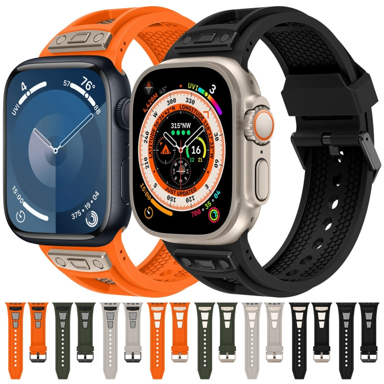 For Apple Watch Series 3 42mm Breathable Stainless Steel Mesh TPU Watch Band(Orange Black) - Watch Bands by PMC Jewellery | Online Shopping South Africa | PMC Jewellery