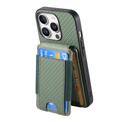 For iPhone 16 Pro Carbon Fiber Vertical Flip Wallet Stand Phone Case(Green) - iPhone 16 Pro Cases by PMC Jewellery | Online Shopping South Africa | PMC Jewellery | Buy Now Pay Later Mobicred