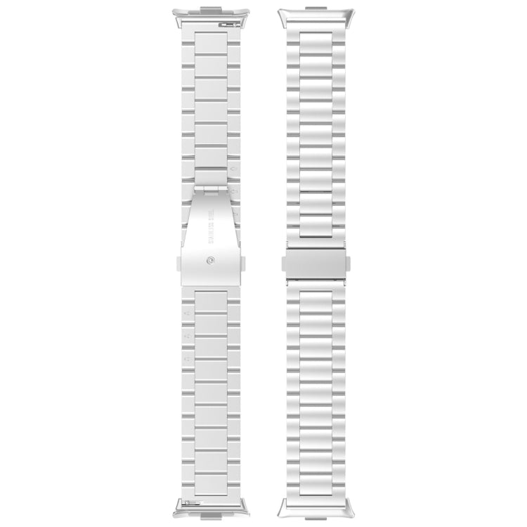For Redmi Watch 4 / Watch 5 Three Bead Stainless Steel Metal Watch Band(Silver) - Watch Bands by PMC TechLife | Online Shopping South Africa | PMC TechLife | Buy Now Pay Later Mobicred