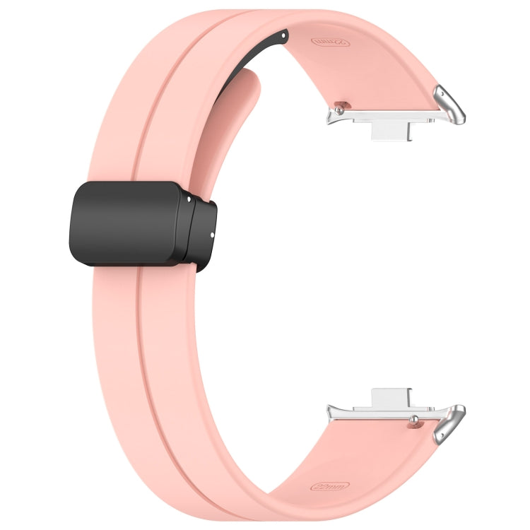 For Redmi Watch 4 Groove Folding Magnetic Buckle Silicone Watch Band(Pink) - Watch Bands by PMC Jewellery | Online Shopping South Africa | PMC Jewellery