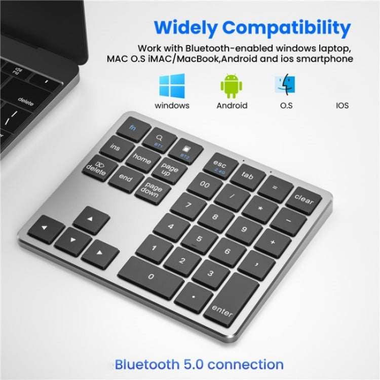 K-35 Computer Laptop Keyboard 35-Keys Tablet Accessories Bluetooth Keypad(Black Gray) - Wireless Keyboard by PMC Jewellery | Online Shopping South Africa | PMC Jewellery | Buy Now Pay Later Mobicred