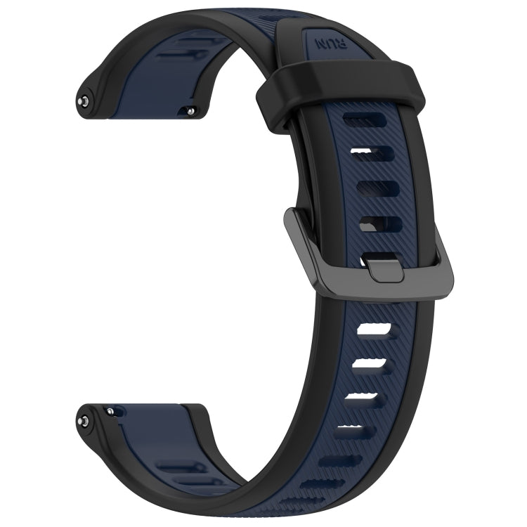For Garmin Forerunner 255 22mm Two Color Textured Silicone Watch Band(Midnight Blue+Black) - Watch Bands by PMC Jewellery | Online Shopping South Africa | PMC Jewellery