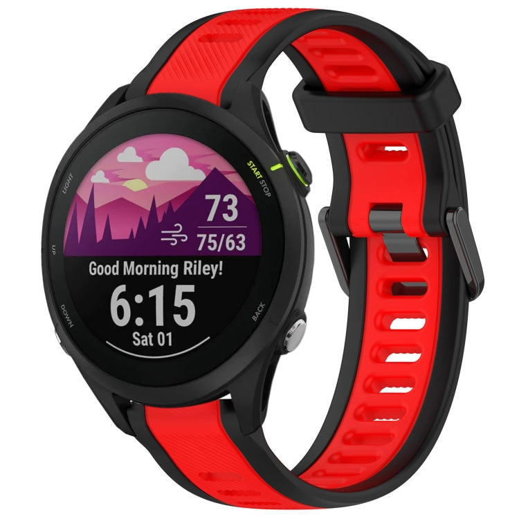 For Garmin Forerunner 255 Music 22mm Two Color Textured Silicone Watch Band(Red+Black) - Watch Bands by PMC Jewellery | Online Shopping South Africa | PMC Jewellery