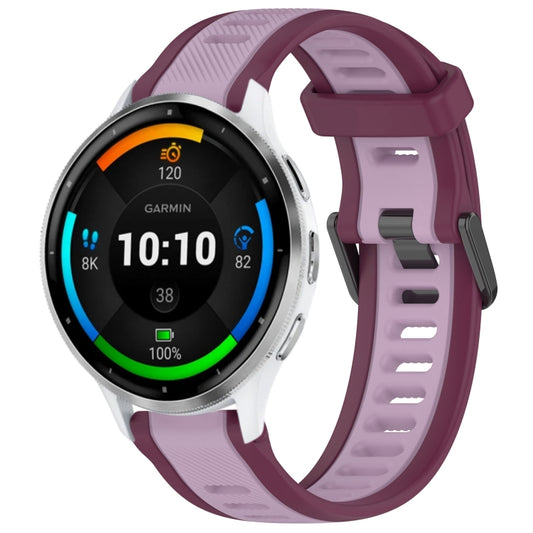For Garmin Venu 3 22mm Two Color Textured Silicone Watch Band(Purple) - Watch Bands by PMC Jewellery | Online Shopping South Africa | PMC Jewellery