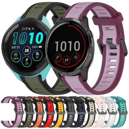For Garmin Forerunner 255 Music 22mm Two Color Textured Silicone Watch Band(Grey+Black) - Watch Bands by PMC Jewellery | Online Shopping South Africa | PMC Jewellery
