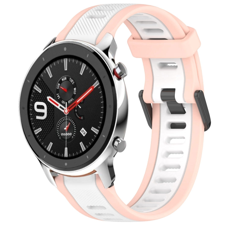 For Amazfit GTR 4 Pro 22mm Two-Color Textured Silicone Watch Band(White+Pink) - Watch Bands by PMC Jewellery | Online Shopping South Africa | PMC Jewellery