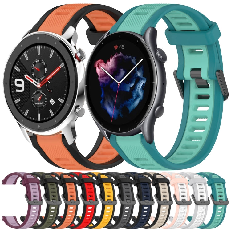 For Amazfit GTR 4 22mm Two-Color Textured Silicone Watch Band(Starlight + Black) - Watch Bands by PMC Jewellery | Online Shopping South Africa | PMC Jewellery