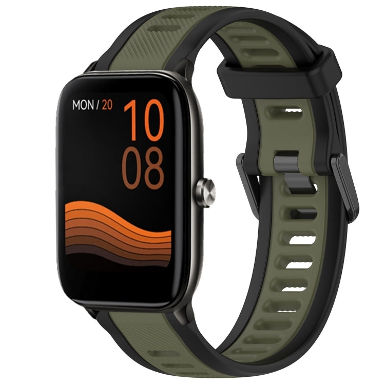 For Xiaomi Haylou GST LS09B 22mm Two Color Textured Silicone Watch Band(Green+Black) - Watch Bands by PMC Jewellery | Online Shopping South Africa | PMC Jewellery