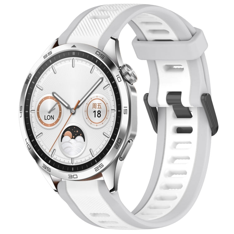 For Huawei Watch GT4 46mm 22mm Two Color Textured Silicone Watch Band(White+Grey) - Watch Bands by PMC Jewellery | Online Shopping South Africa | PMC Jewellery