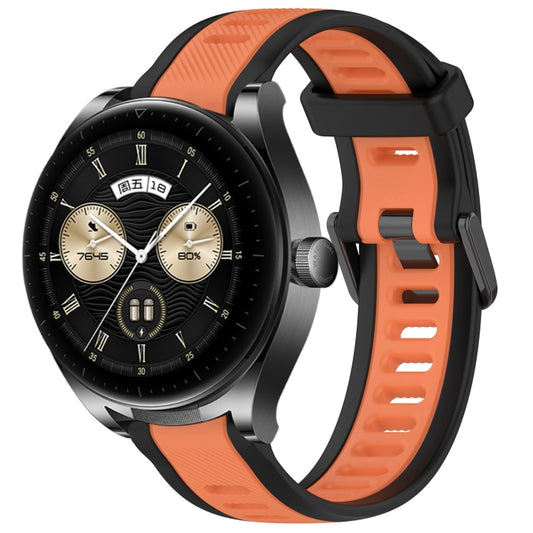 For Huawei Watch Buds 22mm Two Color Textured Silicone Watch Band(Orange+Black) - Watch Bands by PMC Jewellery | Online Shopping South Africa | PMC Jewellery