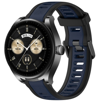 For Huawei Watch Buds 22mm Two Color Textured Silicone Watch Band(Midnight Blue+Black) - Watch Bands by PMC Jewellery | Online Shopping South Africa | PMC Jewellery