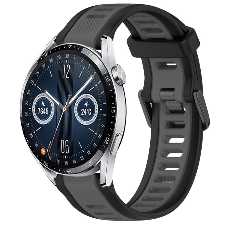 For Huawei Watch GT3 46mm 22mm Two Color Textured Silicone Watch Band(Grey+Black) - Watch Bands by PMC Jewellery | Online Shopping South Africa | PMC Jewellery