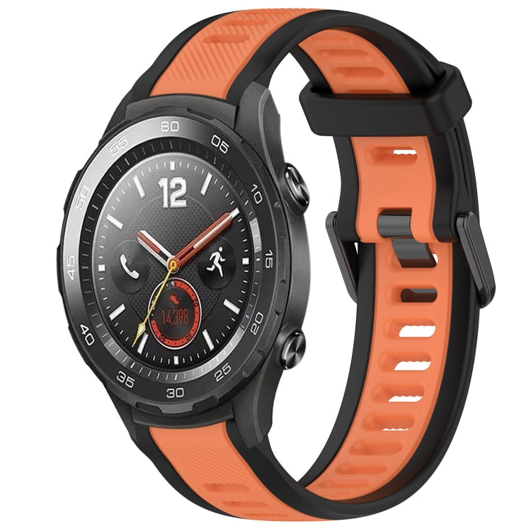 For Huawei Watch 2 20mm Two Color Textured Silicone Watch Band(Orange+Black) - Watch Bands by PMC Jewellery | Online Shopping South Africa | PMC Jewellery