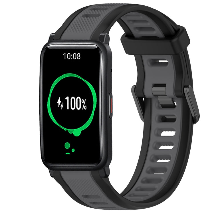 For Honor Watch ES 20mm Two Color Textured Silicone Watch Band(Grey+Black) - Watch Bands by PMC TechLife | Online Shopping South Africa | PMC TechLife