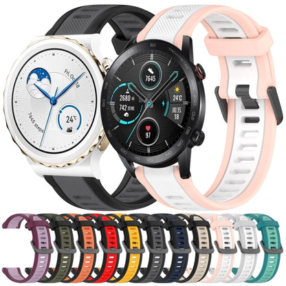 For Huawei Watch GT3 Pro 43mm 20mm Two Color Textured Silicone Watch Band(Teal) - Watch Bands by PMC Jewellery | Online Shopping South Africa | PMC Jewellery