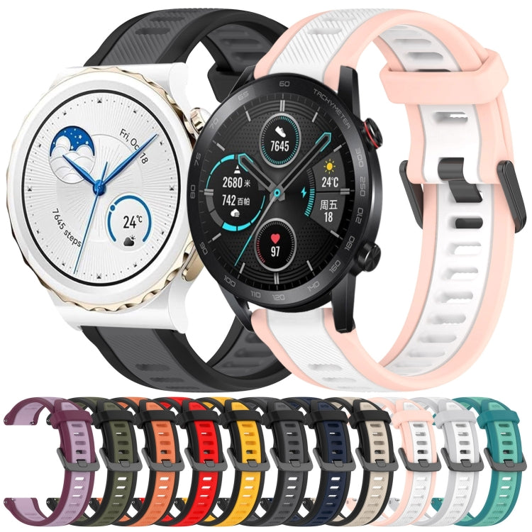 For Huawei Watch GT3 Pro 43mm 20mm Two Color Textured Silicone Watch Band(White+Pink) - Watch Bands by PMC Jewellery | Online Shopping South Africa | PMC Jewellery