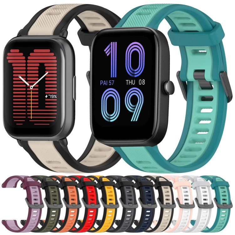For Amazfit Bip 3 20mm Two-Color Textured Silicone Watch Band(Orange+Black) - Watch Bands by PMC TechLife | Online Shopping South Africa | PMC TechLife