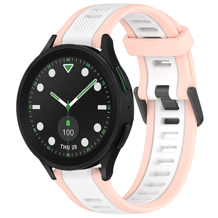 For Samsung Galaxy watch 5 Golf Edition 20mm Two Color Textured Silicone Watch Band(White+Pink) - Watch Bands by PMC Jewellery | Online Shopping South Africa | PMC Jewellery