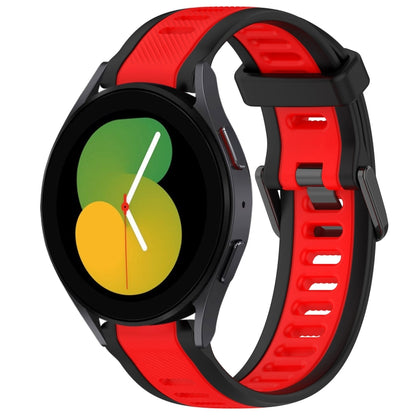 For Samsung Galaxy Watch 5  44mm 20mm Two Color Textured Silicone Watch Band(Red+Black) - Watch Bands by PMC Jewellery | Online Shopping South Africa | PMC Jewellery