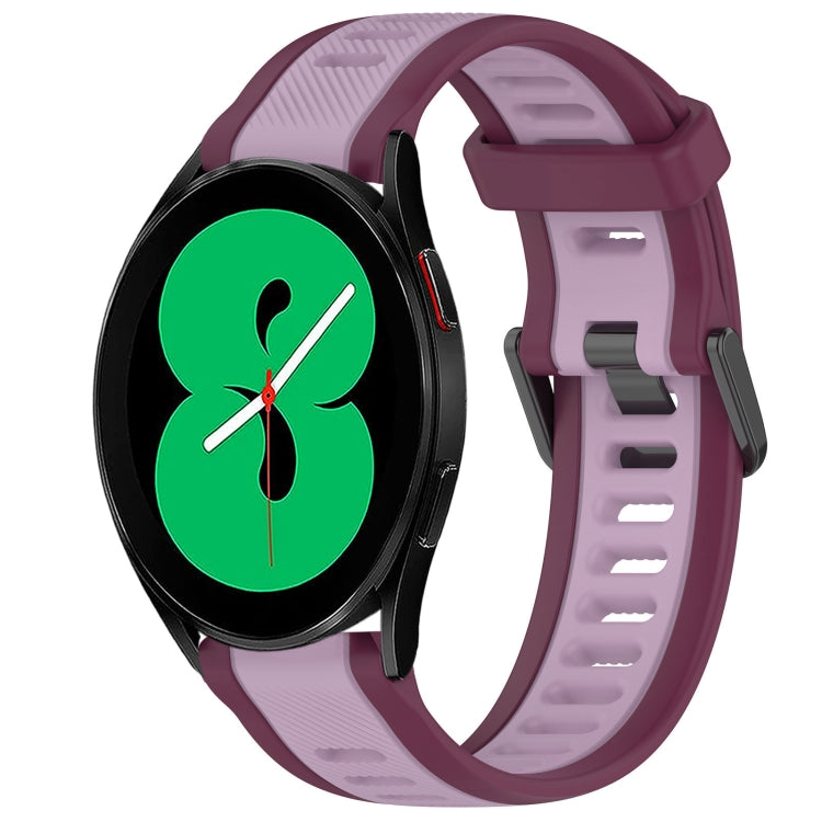 For Samsung Galaxy Watch 4 44mm 20mm Two Color Textured Silicone Watch Band(Purple) - Watch Bands by PMC Jewellery | Online Shopping South Africa | PMC Jewellery