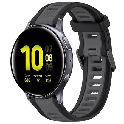 For Samsung Galaxy Watch Active 2 40mm 20mm Two Color Textured Silicone Watch Band(Grey+Black) - Watch Bands by PMC Jewellery | Online Shopping South Africa | PMC Jewellery