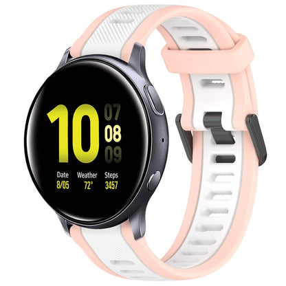 For Samsung Galaxy Watch Active 2 40mm 20mm Two Color Textured Silicone Watch Band(White+Pink) - Watch Bands by PMC Jewellery | Online Shopping South Africa | PMC Jewellery