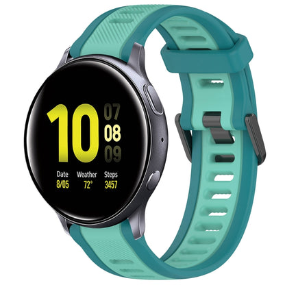 For Samsung Galaxy Watch Active 2 40mm 20mm Two Color Textured Silicone Watch Band(Teal) - Watch Bands by PMC Jewellery | Online Shopping South Africa | PMC Jewellery