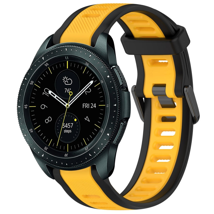 For Samsung Galaxy Watch 42mm 20mm Two Color Textured Silicone Watch Band(Yellow+Black) - Watch Bands by PMC Jewellery | Online Shopping South Africa | PMC Jewellery