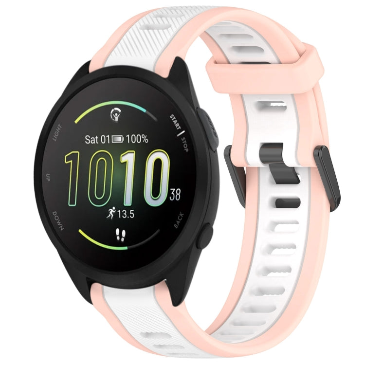For Garmin Forerunner 165 20mm Two Color Textured Silicone Watch Band(White+Pink) - Watch Bands by PMC TechLife | Online Shopping South Africa | PMC TechLife | Buy Now Pay Later Mobicred