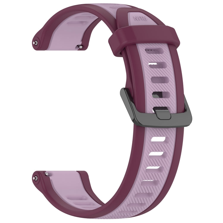 For Garmin Forerunner 165 20mm Two Color Textured Silicone Watch Band(Purple) - Watch Bands by PMC TechLife | Online Shopping South Africa | PMC TechLife | Buy Now Pay Later Mobicred