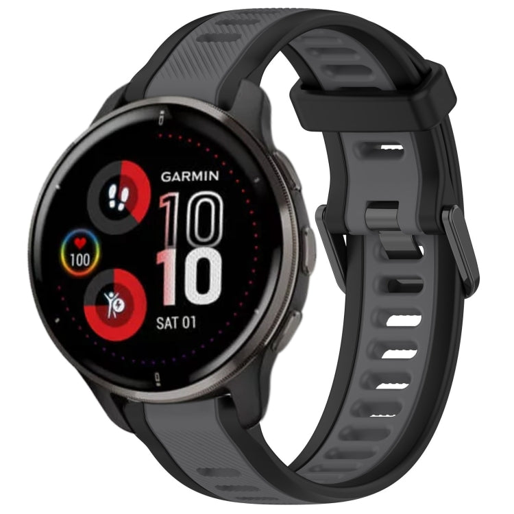 For Garmin Venu 2 Plus 20mm Two Color Textured Silicone Watch Band(Grey+Black) - Watch Bands by PMC TechLife | Online Shopping South Africa | PMC TechLife