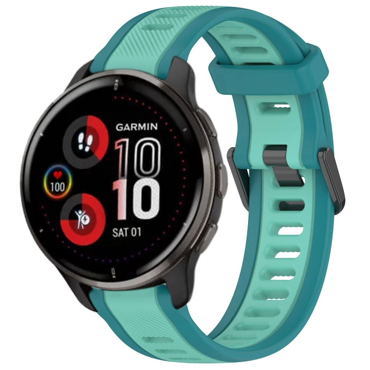 For Garmin Venu 2 Plus 20mm Two Color Textured Silicone Watch Band(Teal) - Watch Bands by PMC TechLife | Online Shopping South Africa | PMC TechLife