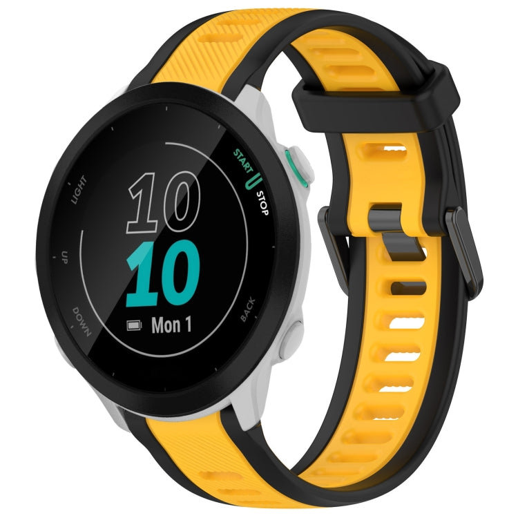 For Garmin Forerunner 55 20mm Two Color Textured Silicone Watch Band(Yellow+Black) - free shipping - PMC TechLife - Order now!