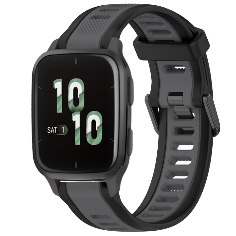 For Garmin Forerunner Sq2 / Sq2 Music 20mm Two Color Textured Silicone Watch Band(Grey+Black) - Watch Bands by PMC TechLife | Online Shopping South Africa | PMC TechLife