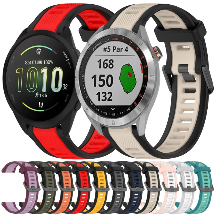 For Garmin Active 5 20mm Two Color Textured Silicone Watch Band(Midnight Blue+Black) - Watch Bands by PMC TechLife | Online Shopping South Africa | PMC TechLife