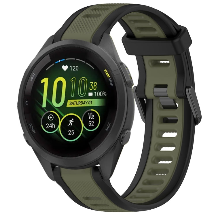 For Garmin Forerunner 265S 18mm Two Color Textured Silicone Watch Band(Green+Black) - Watch Bands by PMC Jewellery | Online Shopping South Africa | PMC Jewellery
