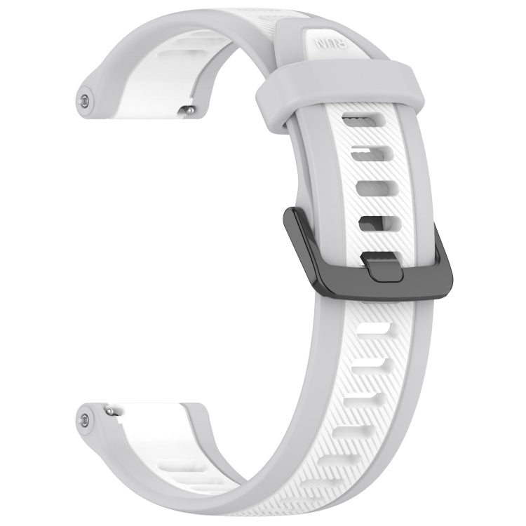 For Garmin Forerunner 265S 18mm Two Color Textured Silicone Watch Band(White+Grey) - Watch Bands by PMC Jewellery | Online Shopping South Africa | PMC Jewellery