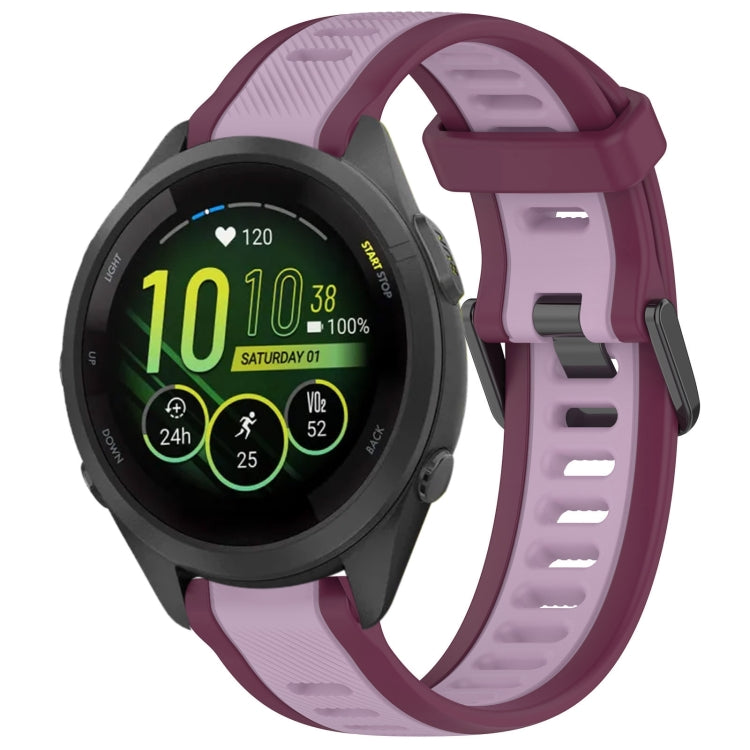 For Garmin Forerunner 265S 18mm Two Color Textured Silicone Watch Band(Purple) - Watch Bands by PMC Jewellery | Online Shopping South Africa | PMC Jewellery