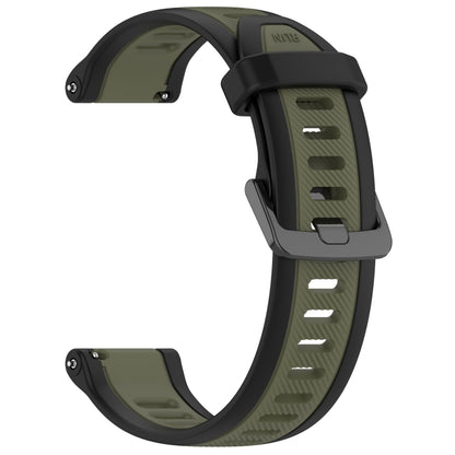 For Garmin Forerunner 265S Music 18mm Two Color Textured Silicone Watch Band(Green+Black) - Watch Bands by PMC Jewellery | Online Shopping South Africa | PMC Jewellery