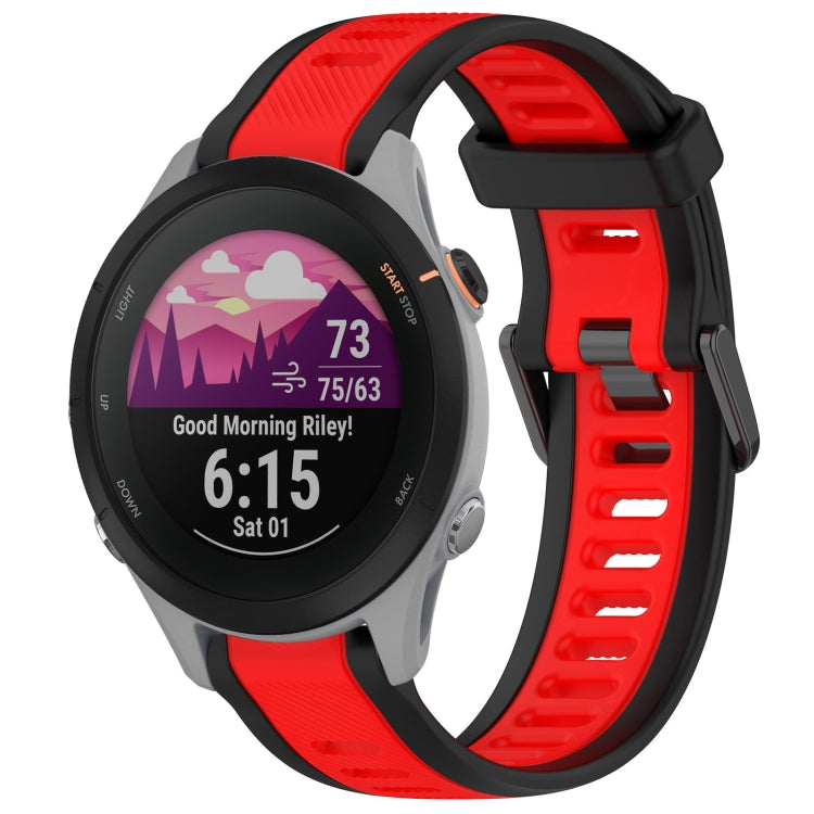 For Garmin Forerunner 255S 18mm Two Color Textured Silicone Watch Band(Red+Black) - Watch Bands by PMC TechLife | Online Shopping South Africa | PMC TechLife