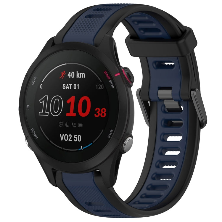 For Garmin Forerunner 255S Music 18mm Two Color Textured Silicone Watch Band(Midnight Blue+Black) - Watch Bands by PMC Jewellery | Online Shopping South Africa | PMC Jewellery
