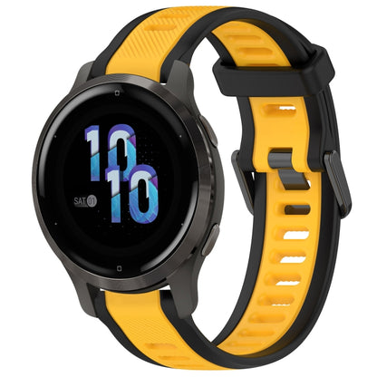 For Garmin Venu 2S 18mm Two Color Textured Silicone Watch Band(Yellow+Black) - Watch Bands by PMC Jewellery | Online Shopping South Africa | PMC Jewellery