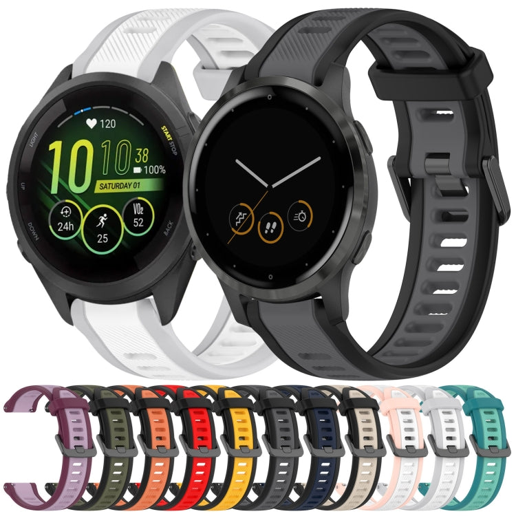 For Garmin Forerunner 265S 18mm Two Color Textured Silicone Watch Band(Red+Black) - Watch Bands by PMC TechLife | Online Shopping South Africa | PMC TechLife
