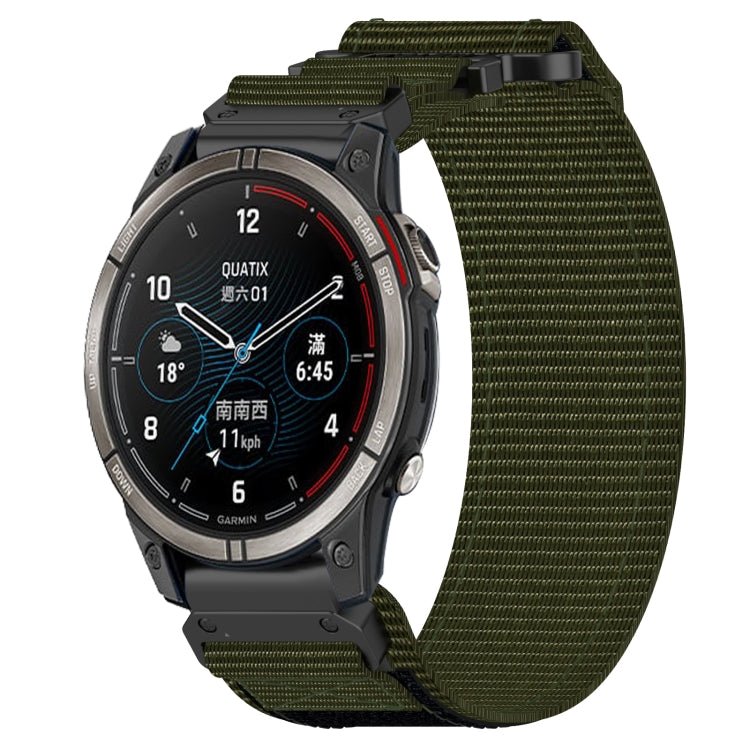 For Garmin Quatix 7 Pro 22mm Nylon Hook And Loop Fastener Watch Band(Army Green) - Watch Bands by PMC Jewellery | Online Shopping South Africa | PMC Jewellery