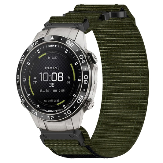 For Garmin MARQ Aviator Gen 2 22mm Nylon Hook And Loop Fastener Watch Band(Army Green) - Watch Bands by PMC Jewellery | Online Shopping South Africa | PMC Jewellery