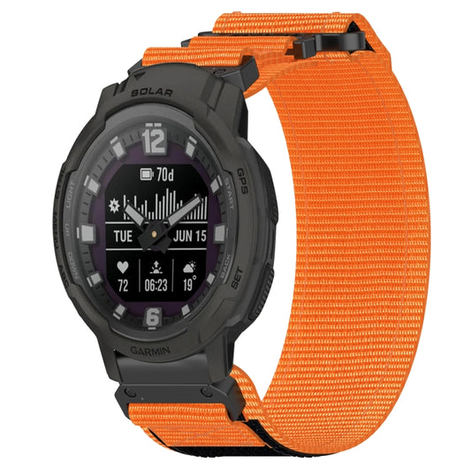 For Garmin Instinct Crossover Solar 22mm Nylon Hook And Loop Fastener Watch Band(Orange) - Watch Bands by PMC Jewellery | Online Shopping South Africa | PMC Jewellery