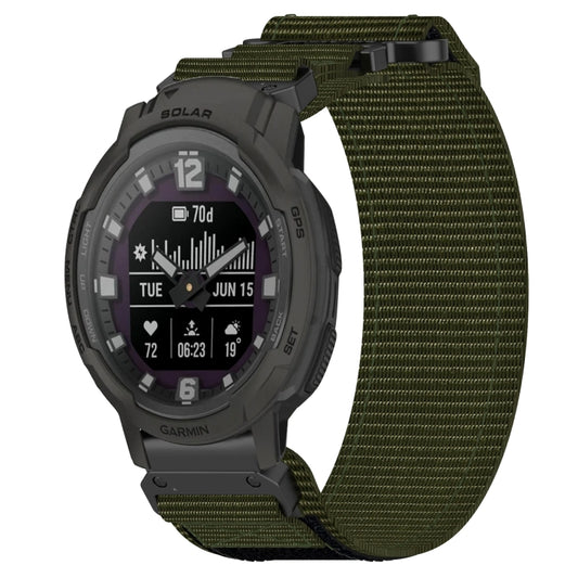 For Garmin Instinct Crossover Solar 22mm Nylon Hook And Loop Fastener Watch Band(Army Green) - Watch Bands by PMC Jewellery | Online Shopping South Africa | PMC Jewellery