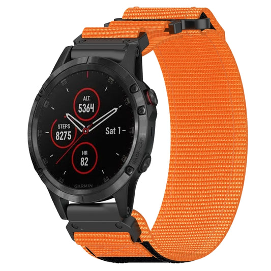 For Garmin Fenix 5 22mm Nylon Hook And Loop Fastener Watch Band(Orange) - Watch Bands by PMC Jewellery | Online Shopping South Africa | PMC Jewellery